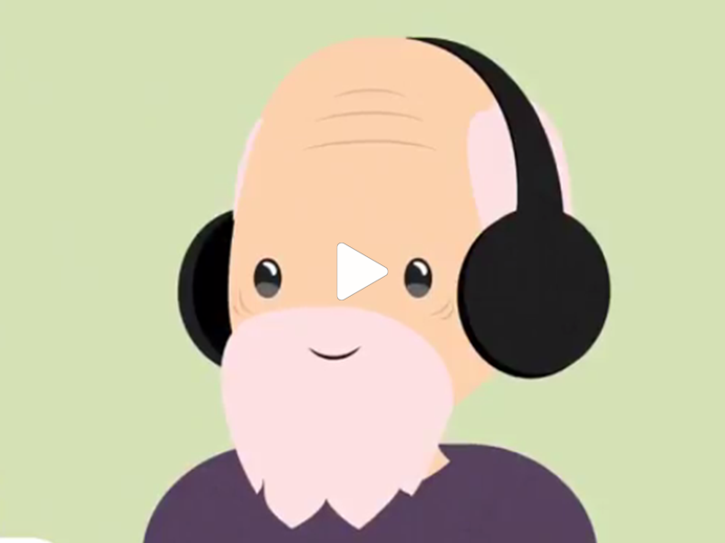Illustrated character with headphones